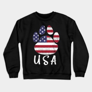 Dog paw print American flag USA tshirt Crewneck Sweatshirt